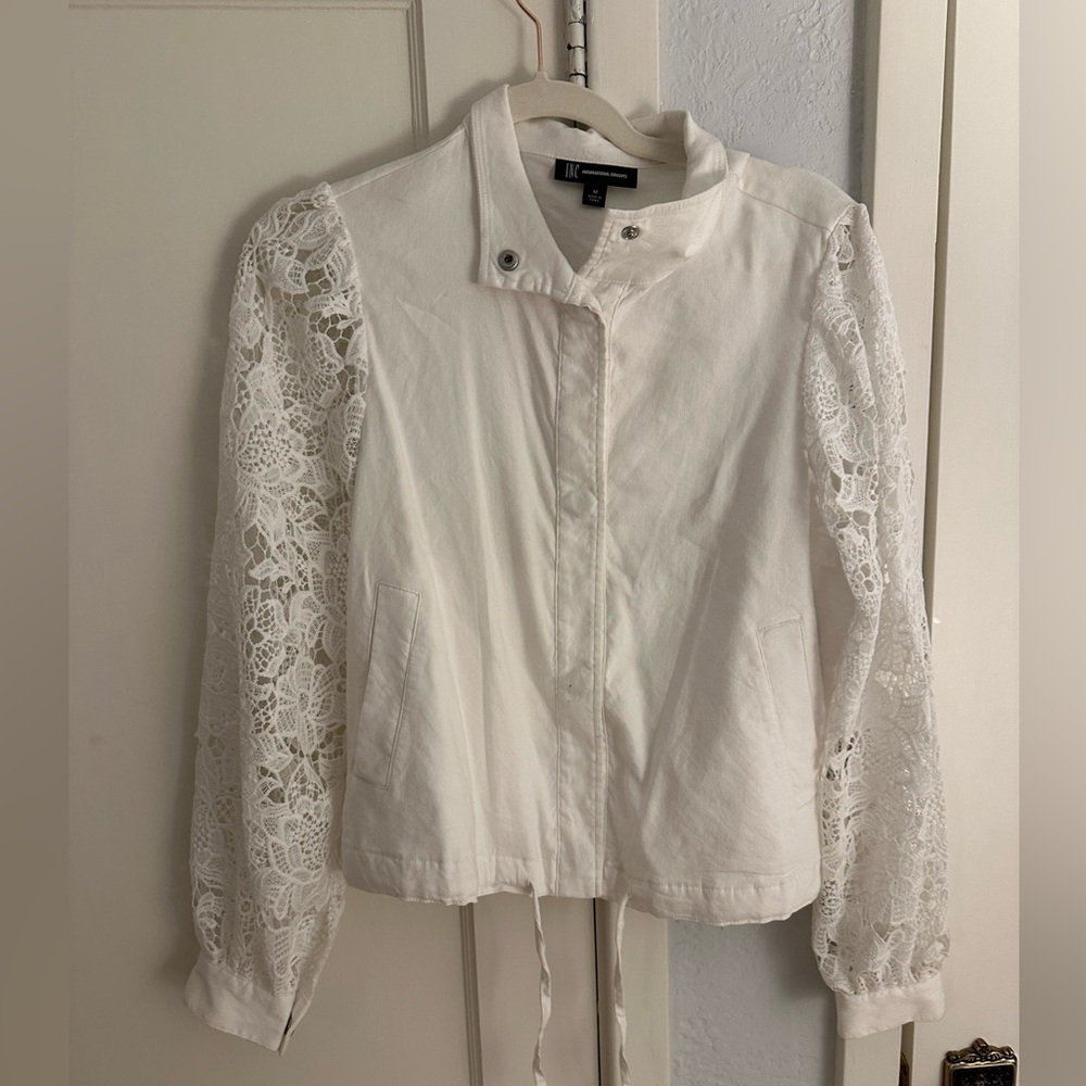 White Lace Sleeve Women's Jacket